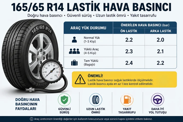 165 65 R14 Lastik Hava Basıncı