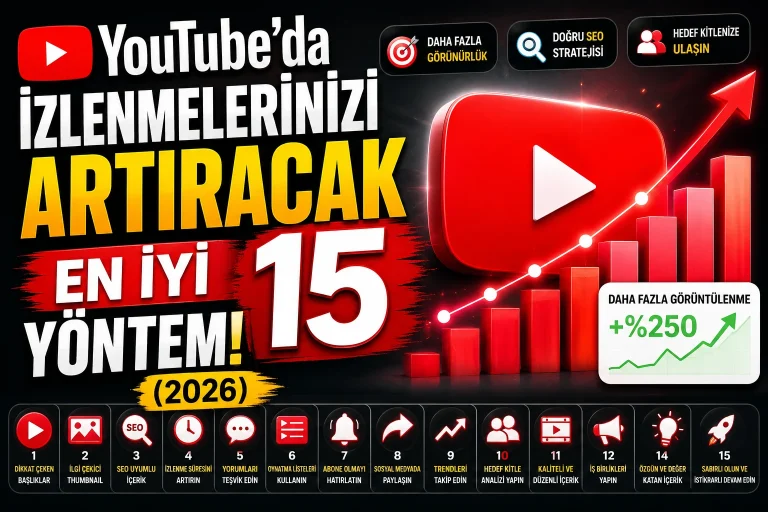 YouTube’da İzlenmelerinizi Artıracak En İyi 15 Yöntem! (2026)
